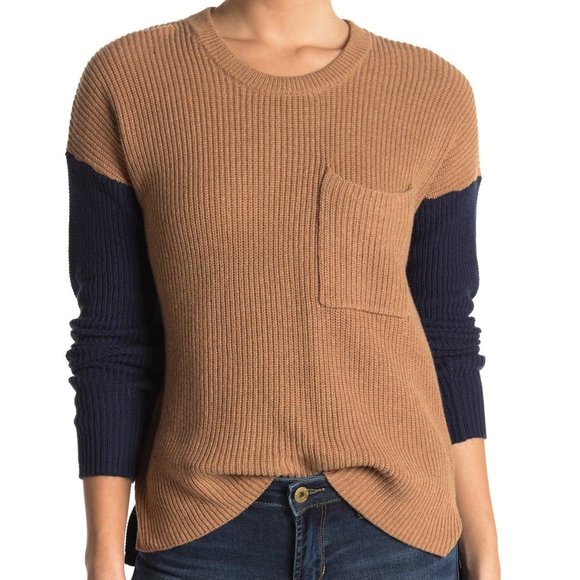 Madewell BNWT crew neck colorblock sweater pocket - Picture 2 of 10